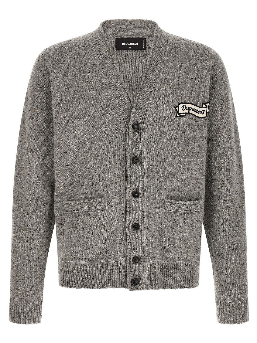 DSquared2 - "KNOP YARN CARDIGAN" in Multi Grey Knit