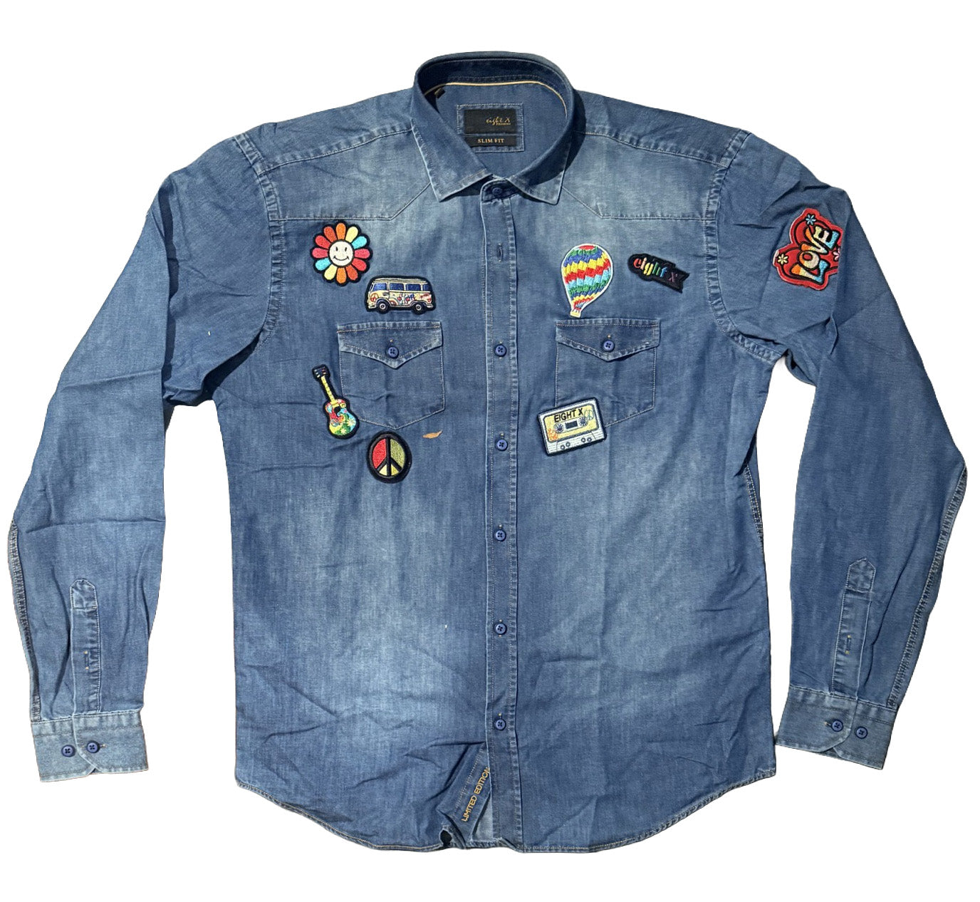 EIGHT X - "HAPPY DAYS" Special Edition Patched Denim Shirt