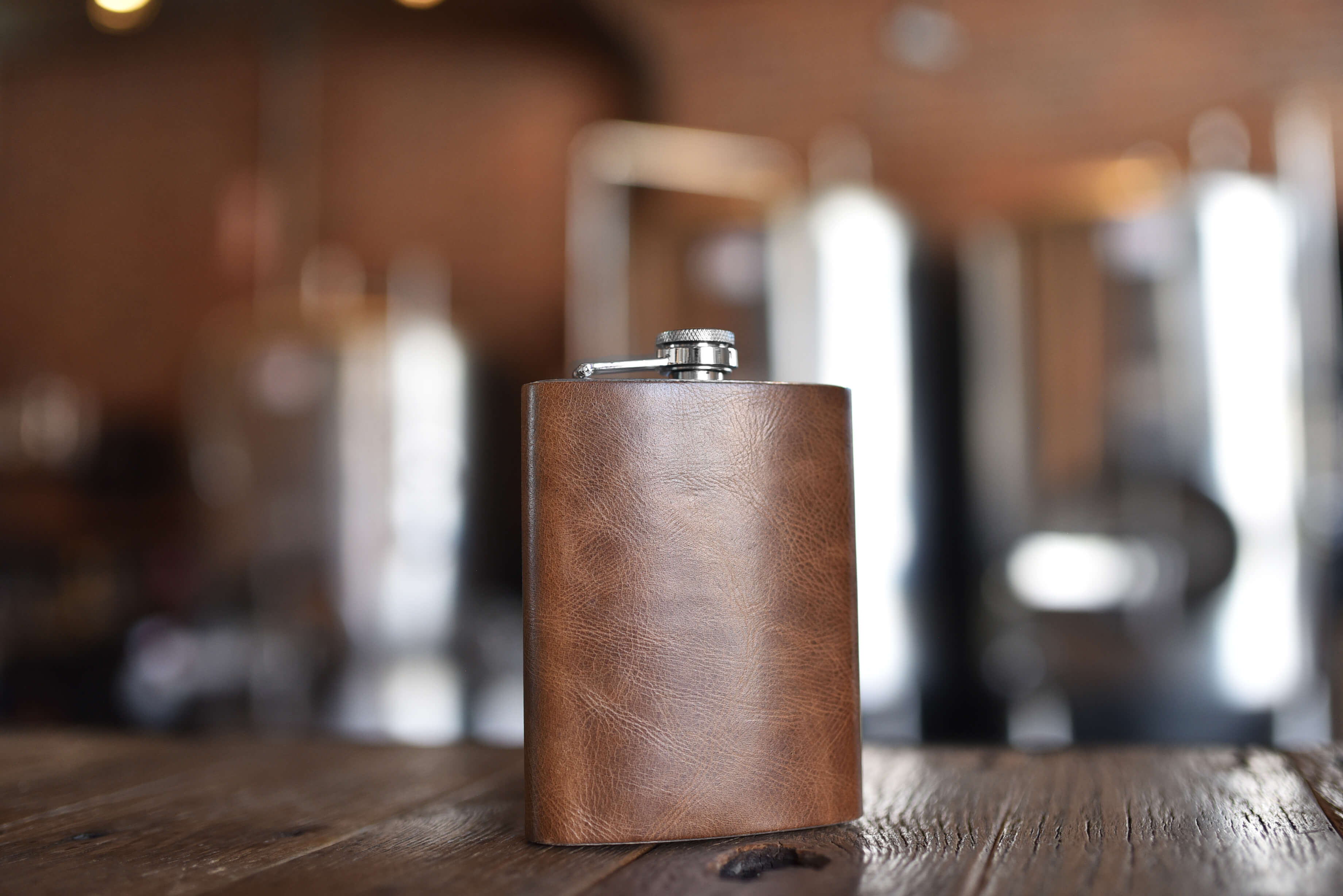 KIKO - &quot;THE FLASK&quot; Custom Leather Wrapped Flask