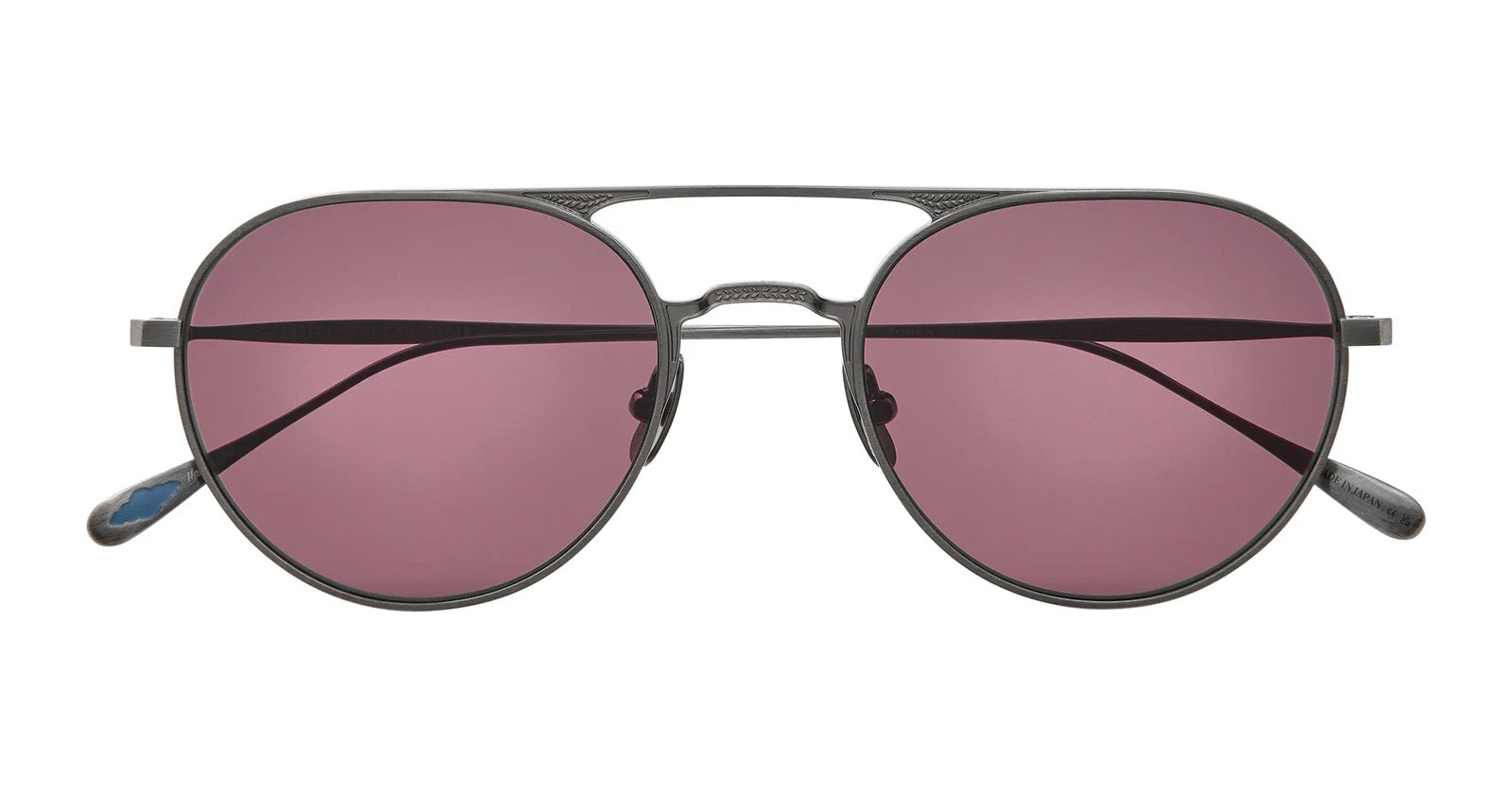 Garrett Leight BLUE - "BENNY J" Sunglasses with Obsidian Titanium Frames and Semi-Flat Pure Violet Frames