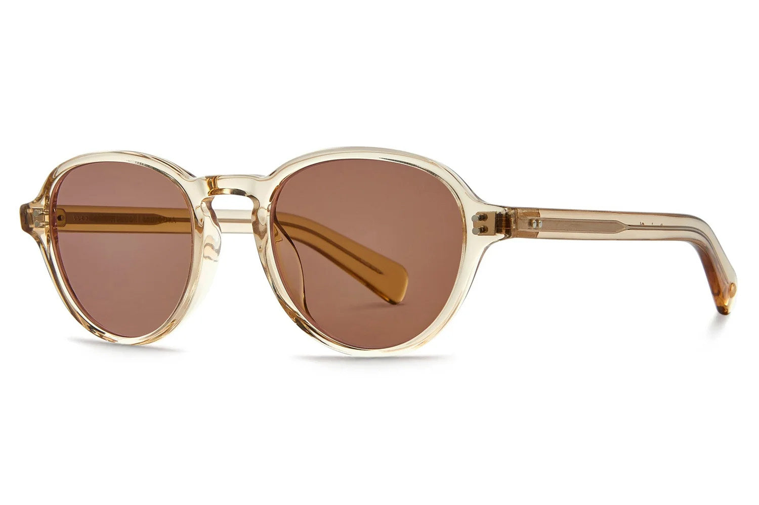 Garrett Leight - "CASILLAS" Sunglasses with CHAMPAGNE Crystal Frames with Semi Flat Pure ROSEWOOD lenses