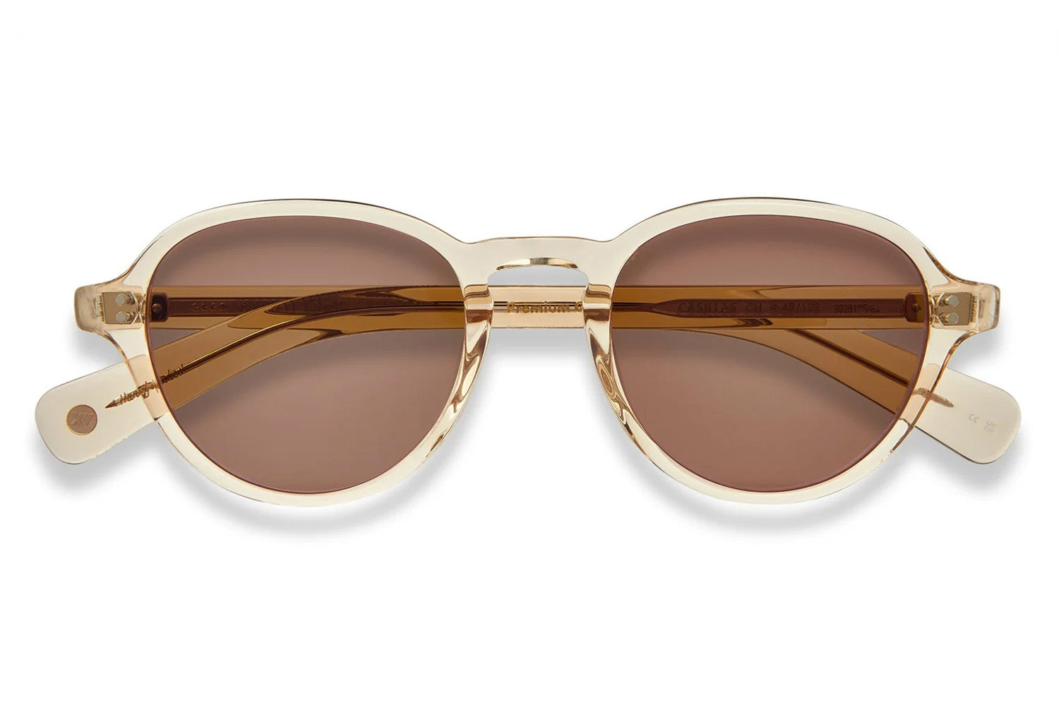 Garrett Leight - "CASILLAS" Sunglasses with CHAMPAGNE Crystal Frames with Semi Flat Pure ROSEWOOD lenses