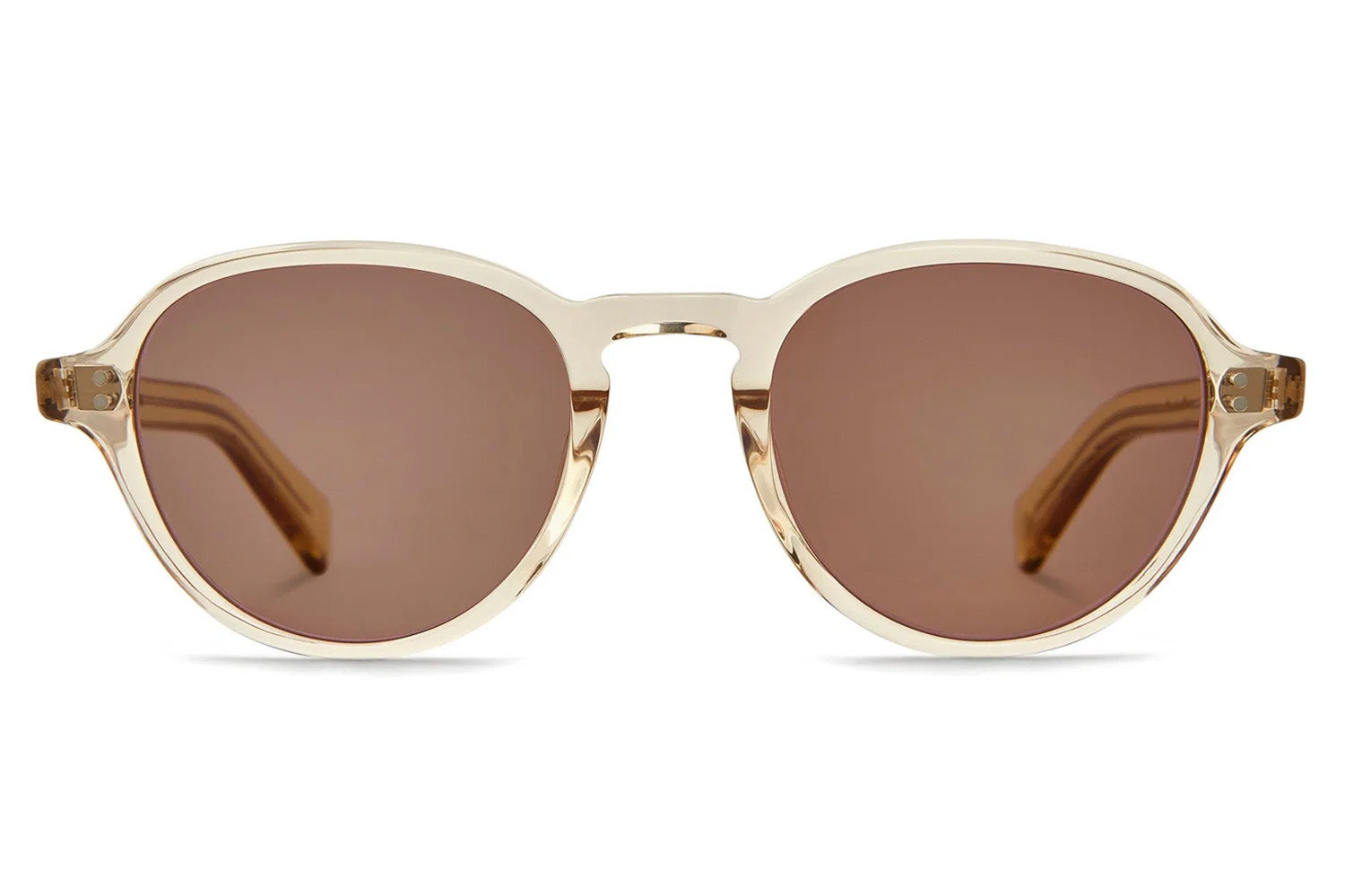 Garrett Leight - "CASILLAS" Sunglasses with CHAMPAGNE Crystal Frames with Semi Flat Pure ROSEWOOD lenses
