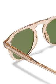 Garrett Leight - "HARDING" Sunglasses with Brew Crystal Frames with Semi-Flat Pure Green Lenses