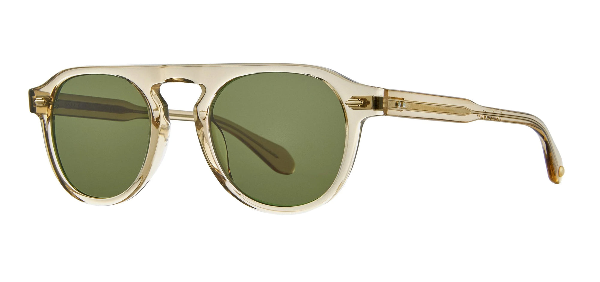 Garrett Leight - "HARDING" Sunglasses with Brew Crystal Frames with Semi-Flat Pure Green Lenses