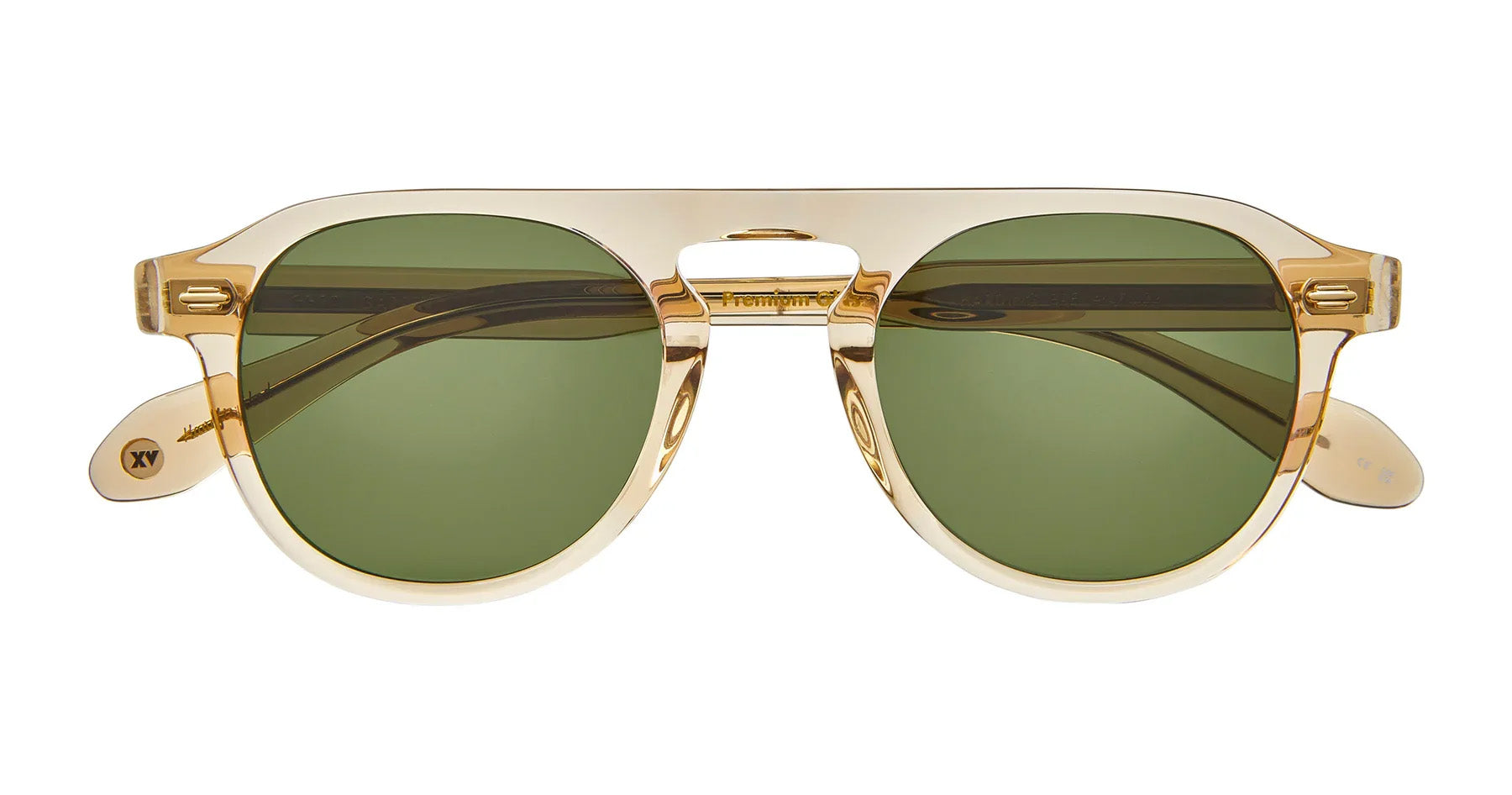Garrett Leight - "HARDING" Sunglasses with Brew Crystal Frames with Semi-Flat Pure Green Lenses