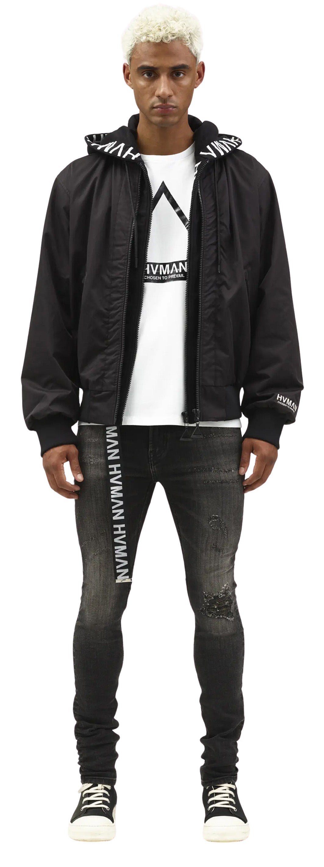 HVMAN - "STRAT" Black Shale Super Skinny Jeans