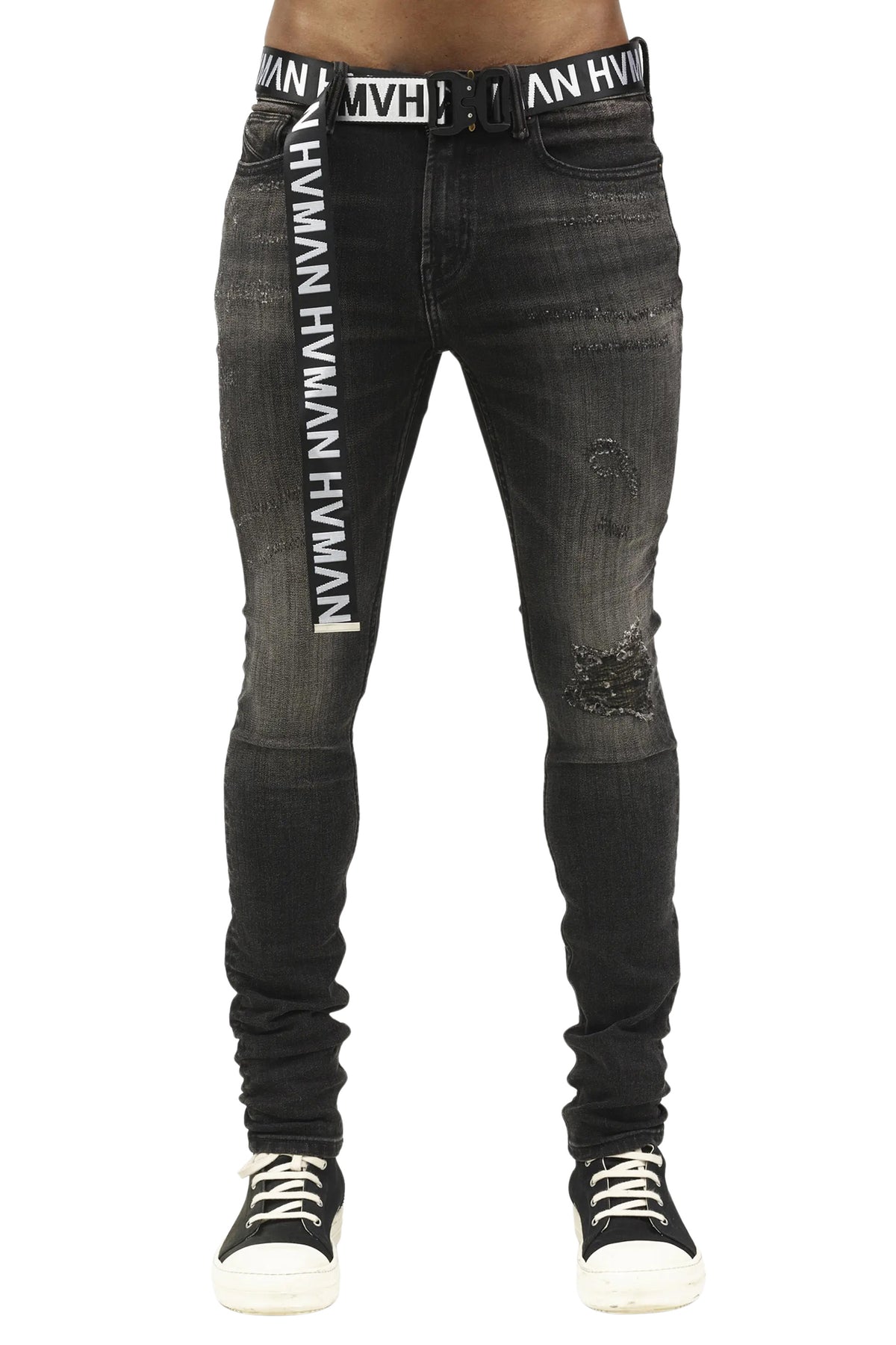 HVMAN - "STRAT" Black Shale Super Skinny Jeans