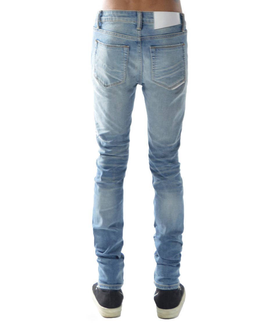 Back of the HVMAN ‘STRAT’ light blue super skinny jeans