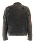 John Richmond - "RISCHIO" Denim and Laser Cut Leather Jacket in Black