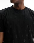 John Richmond - "CORTA SKULL" T-shirt in Black with Black Crystal Details