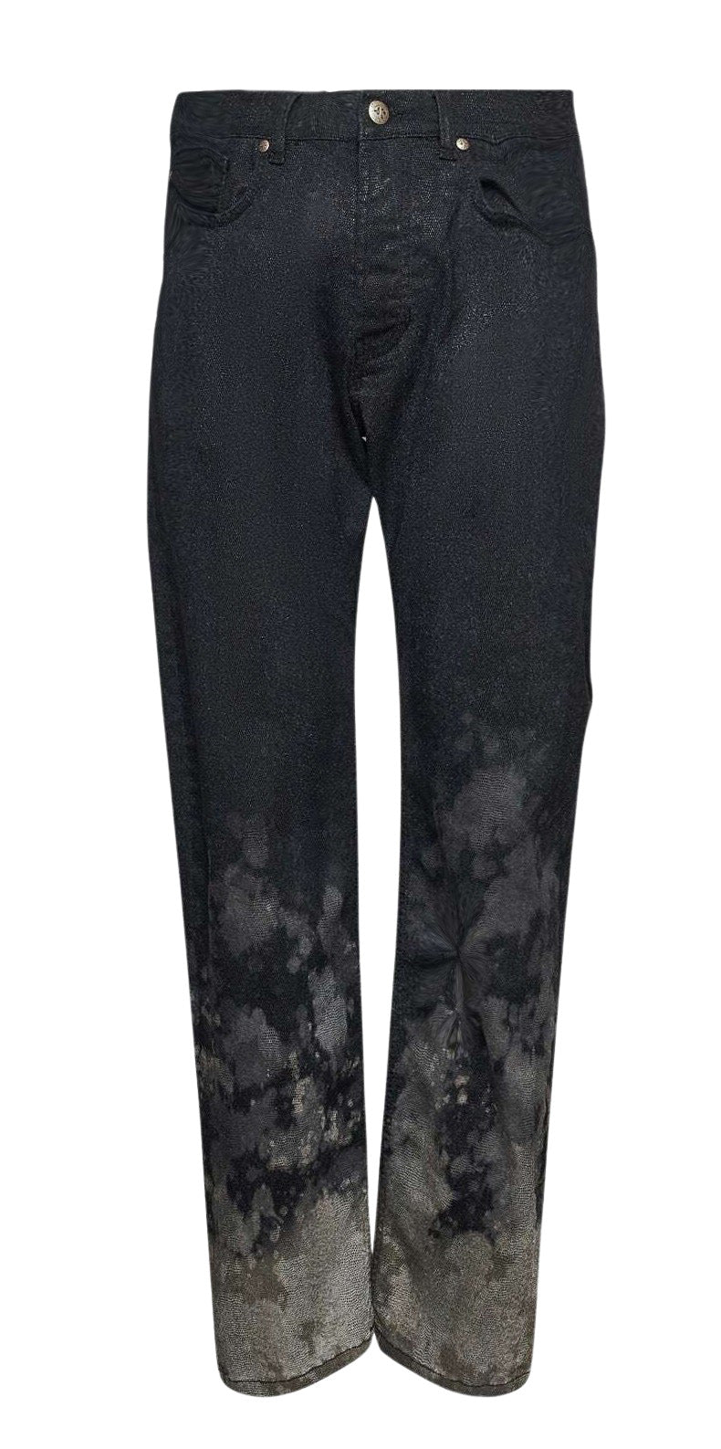 John Richmond – Malopo Woven Wide Leg Black Pants, Shine and Fade Details