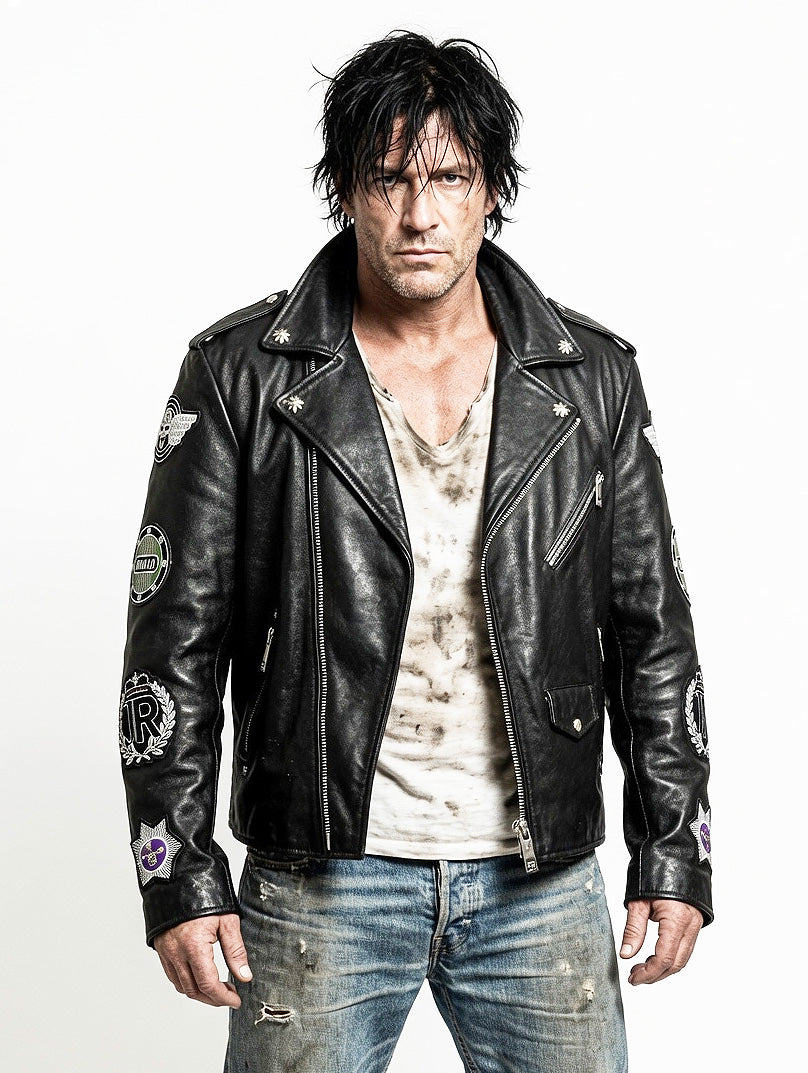 Men's John Richmond - "NOMAD" Lamb Leather Jacket in Black