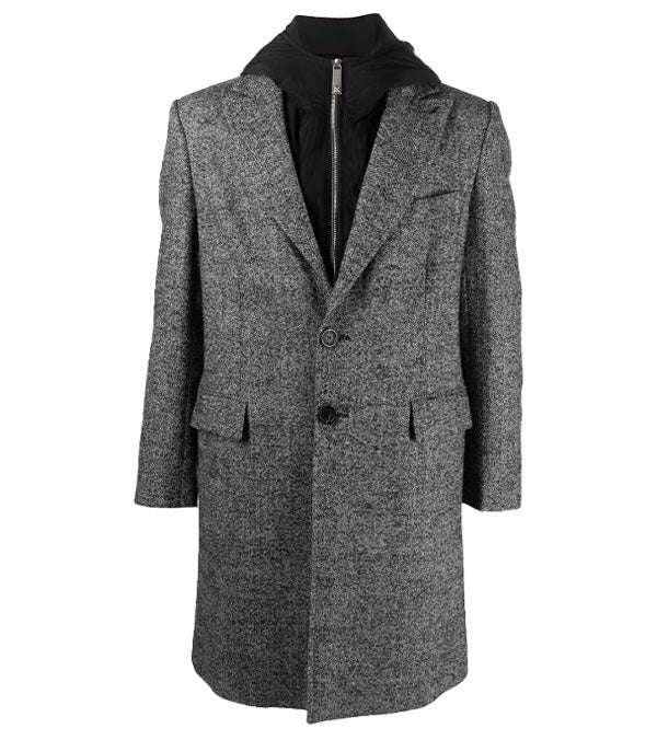 John Richmond text-print double-breasted coat - Neutrals