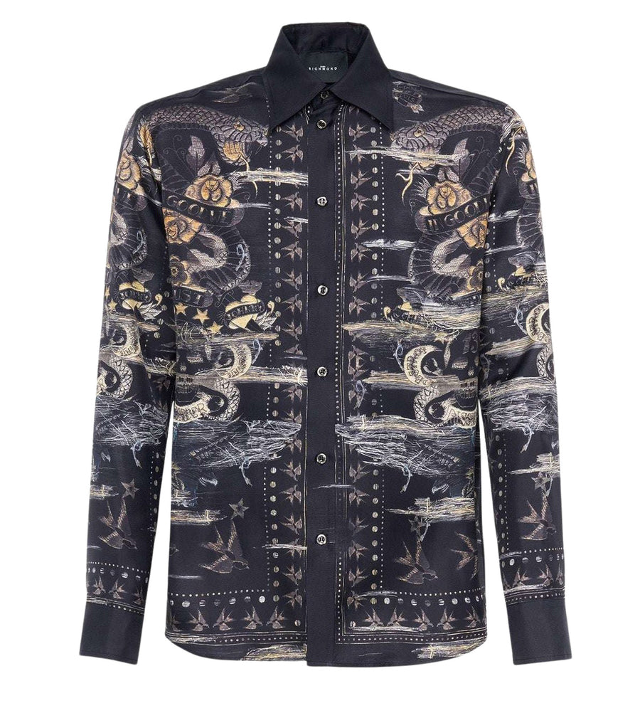 John Richmond – Men's Disorder Long Sleeved Shirt in Black