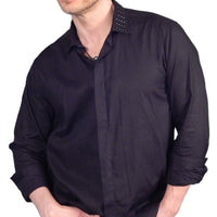 Men's John Richmond - "COSTELLATO" Metal Studded Shirt in Black