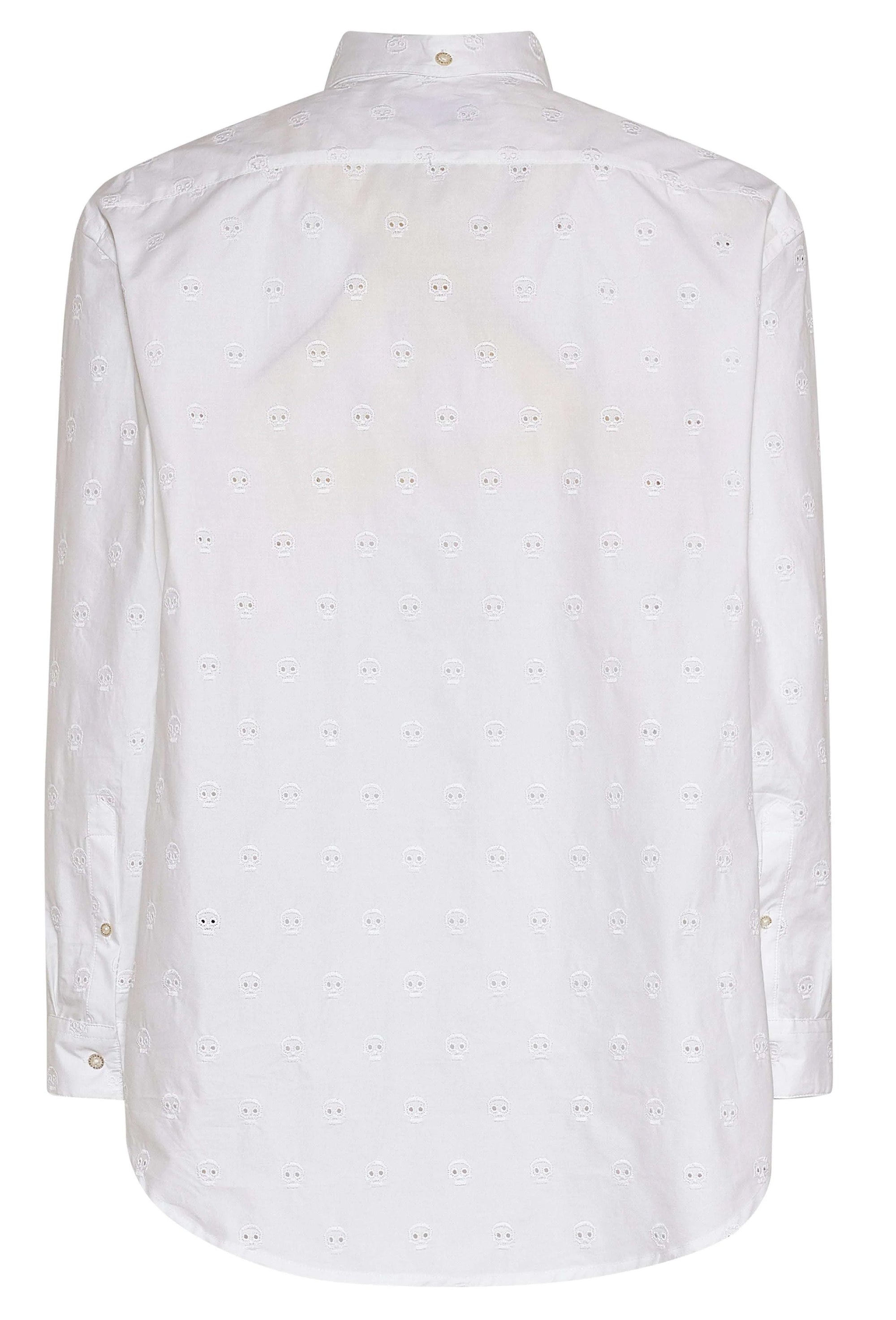 Men's John Richmond - "GOARA" Skull Embroidered Long Sleeved Shirt in White