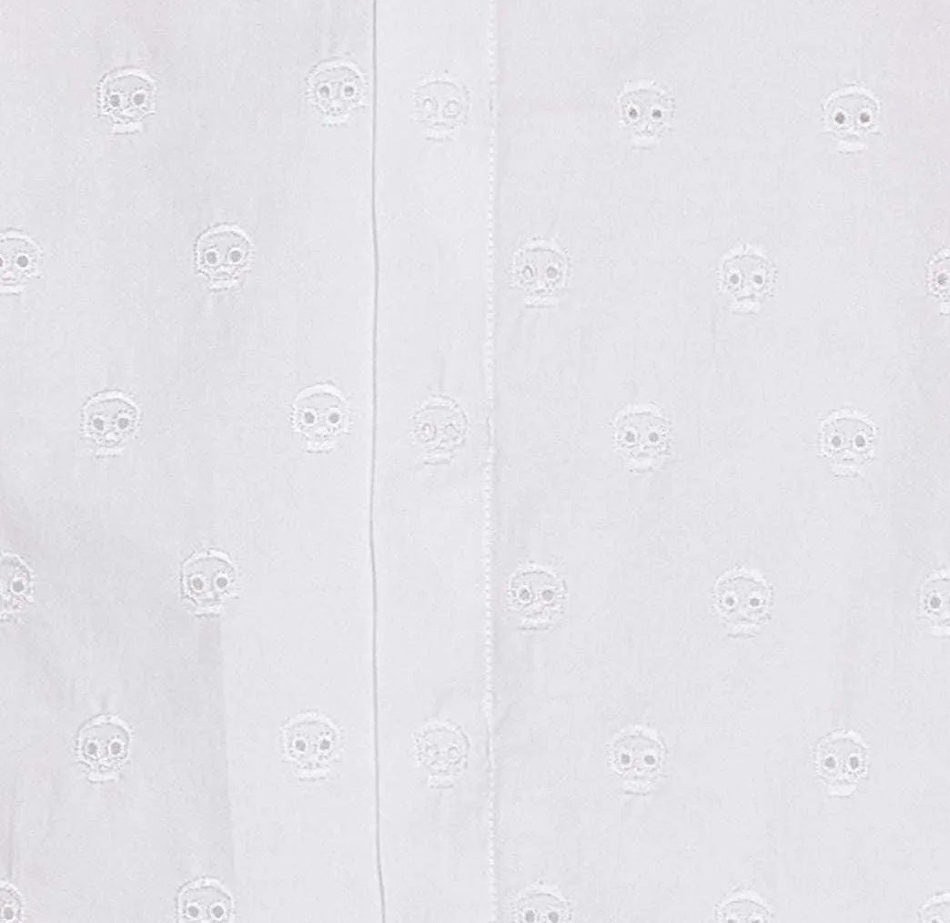 Men's John Richmond - "GOARA" Skull Embroidered Long Sleeved Shirt in White