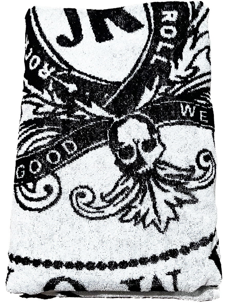 John Richmond - "SHELDON" Beach Towel in Black and Silver