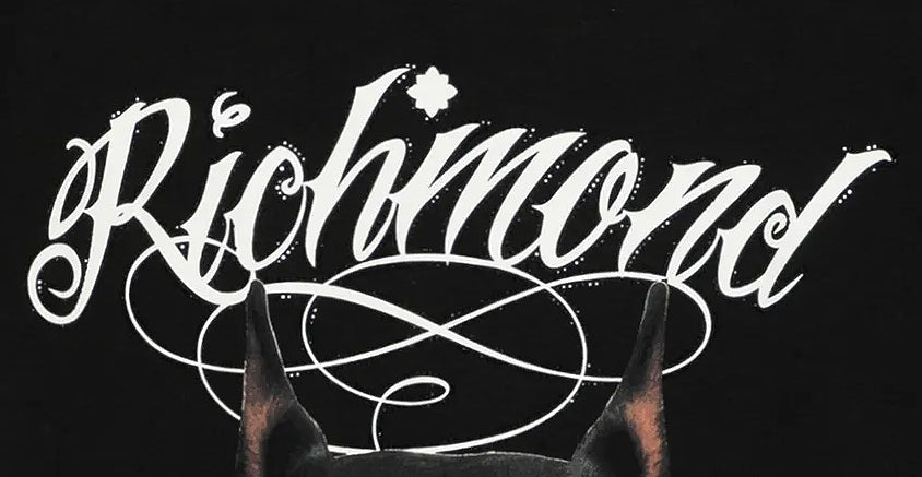 John Richmond - "ILLAPA" Doberman T-shirt in Black with Crystal Accents