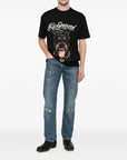 John Richmond - "ILLAPA" Doberman T-shirt in Black with Crystal Accents