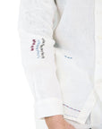 LIVE LINEN - "WALTER" Embroidered Linen Shirt in Angora White