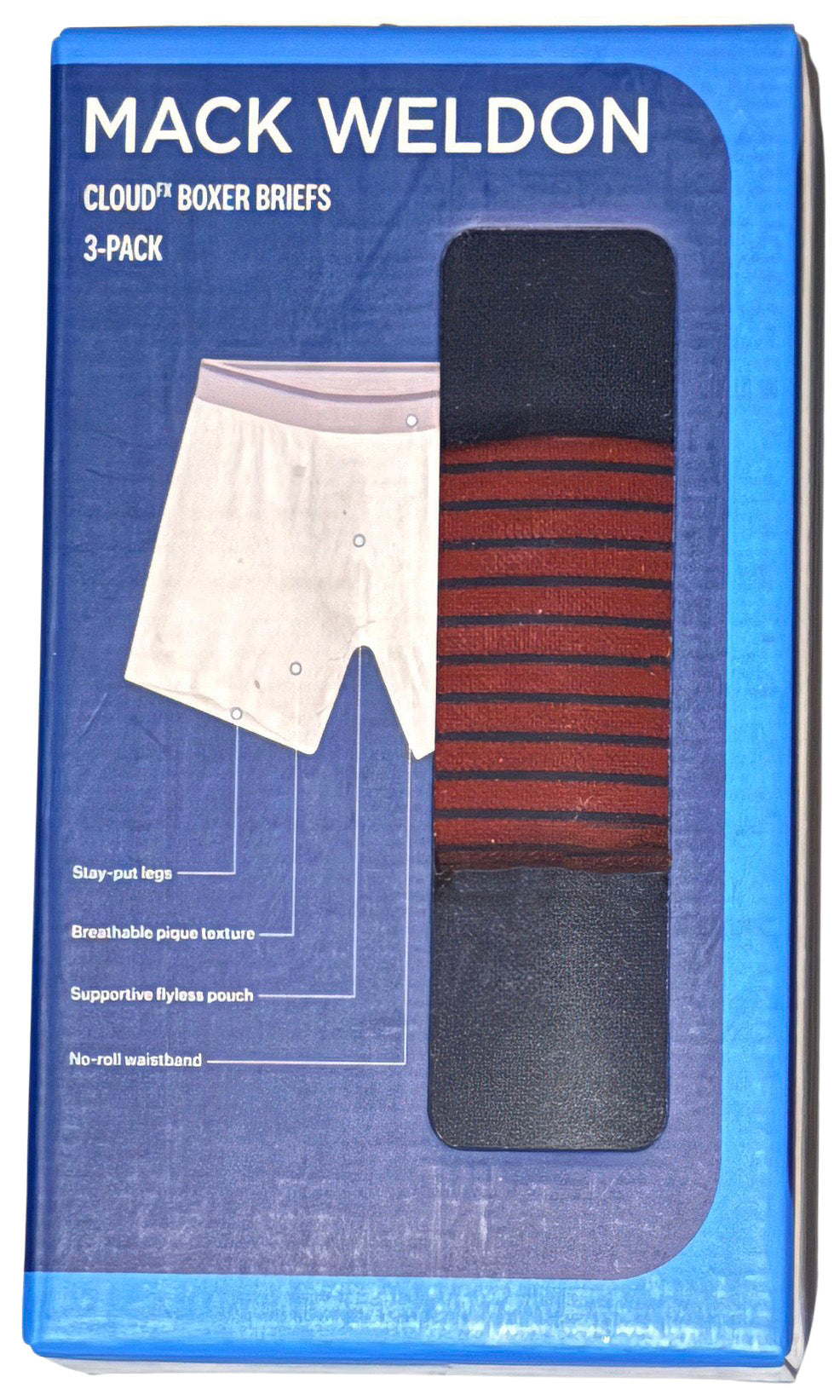Mack Weldon - "CLOUD-FX" 3-Pack Boxer Briefs in Navy/Red Variants