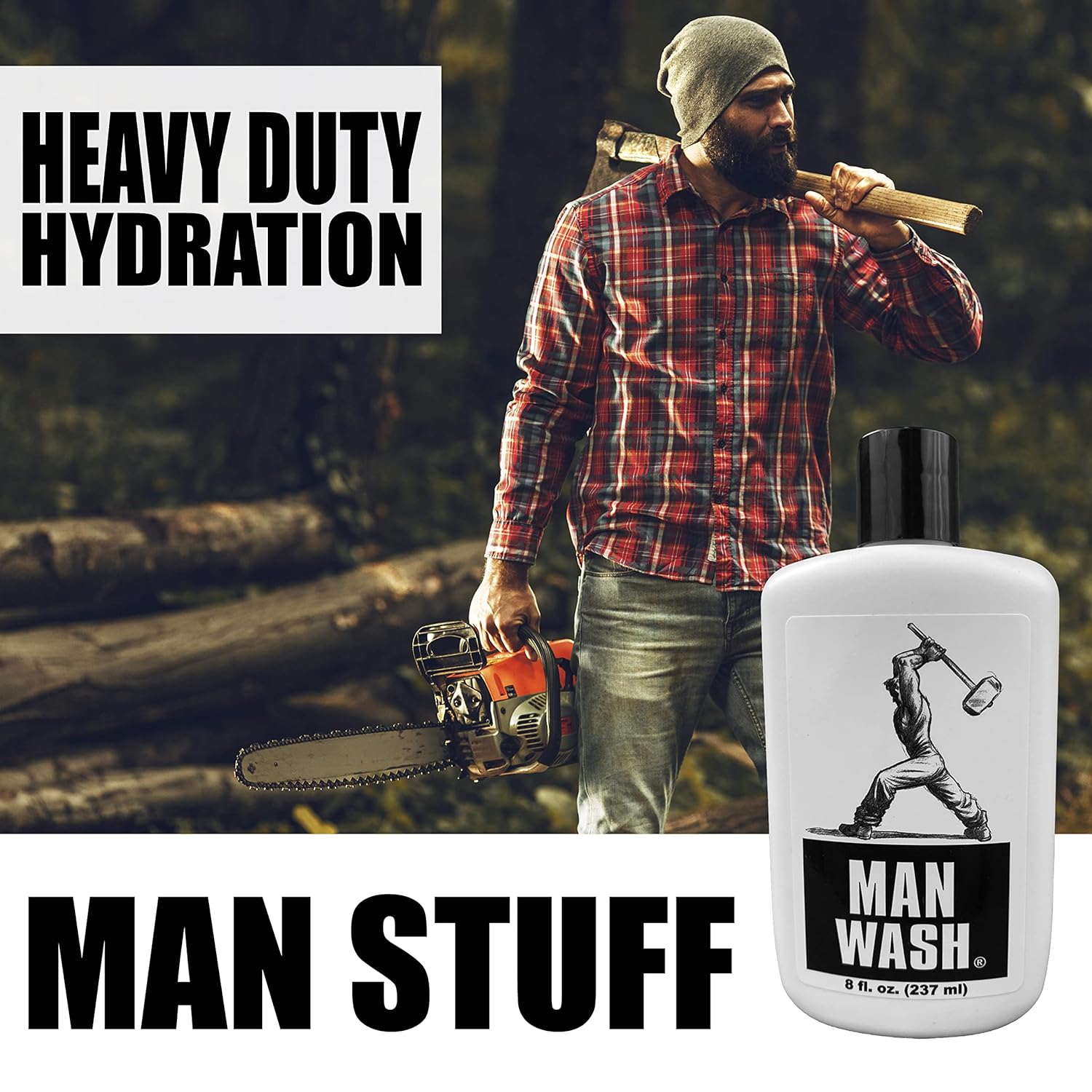 MAN STUFF - &quot;MAN WASH&quot; Shampoo &amp; Body Wash in One - 8oz