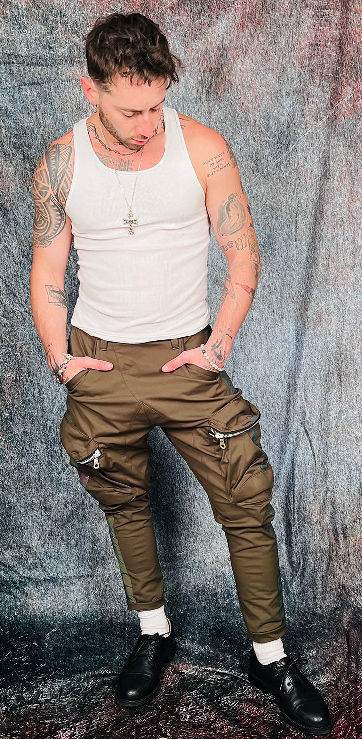 Men&#39;s OBELISK - &quot;AURORA LINE&quot; Cargo Pants in Khaki