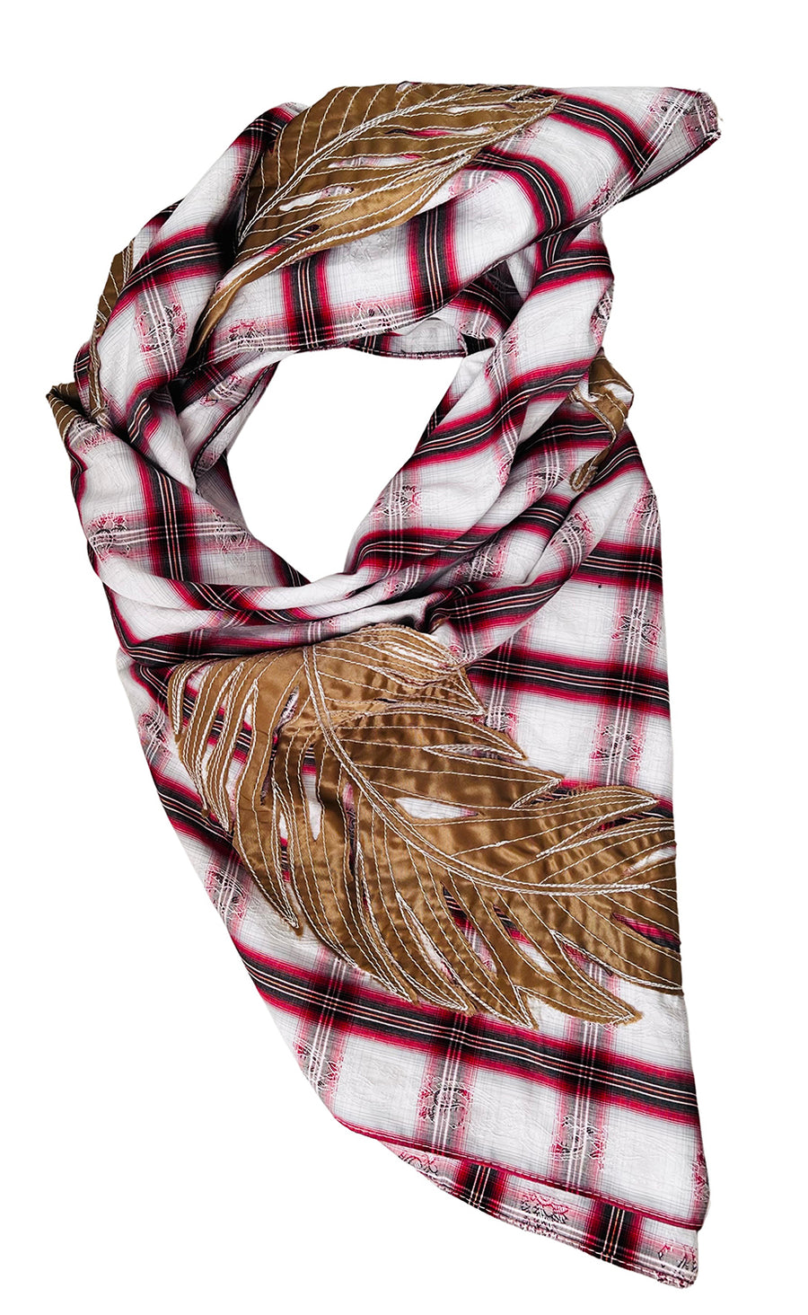 Obelisk - "Ebisu" Hand-Sewn Feather Plaid Scarf