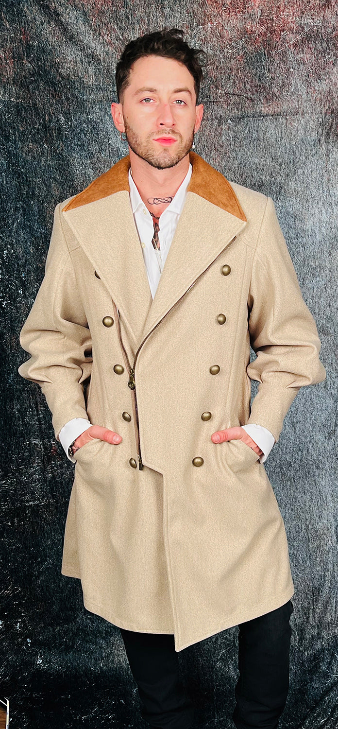 OBELISK - &quot;NAPOLEON&quot;  Melton Coat in Beige