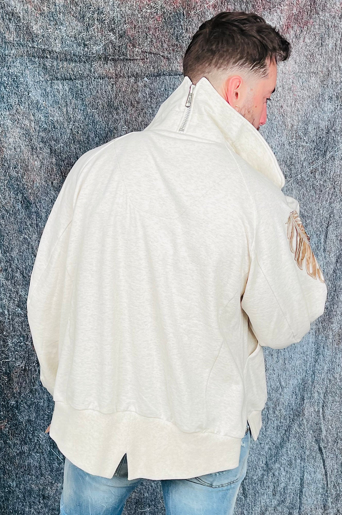 OBELISK - &quot;SLASHED FEATHER&quot; Blouson in Oatmeal