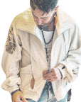 OBELISK - "SLASHED FEATHER" Cotton Jacket in Oatmeal