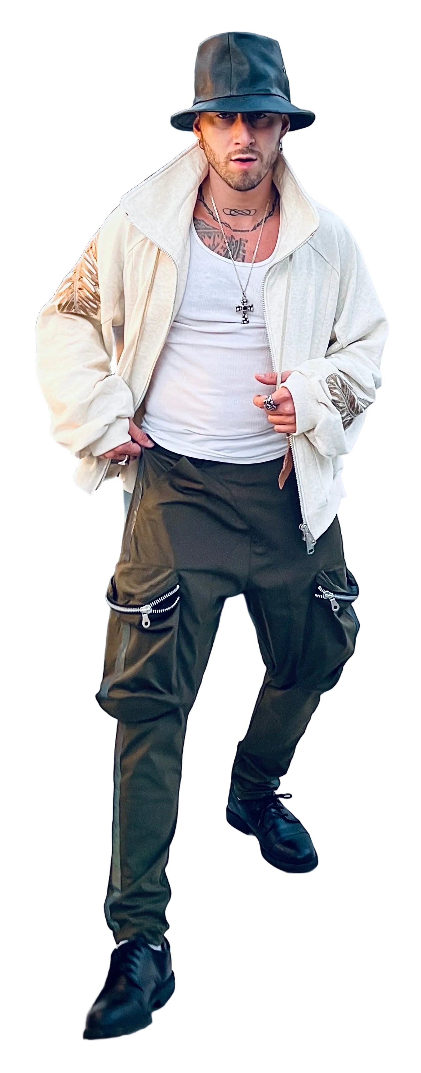 OBELISK - "SLASHED FEATHER" Cotton Jacket in Oatmeal