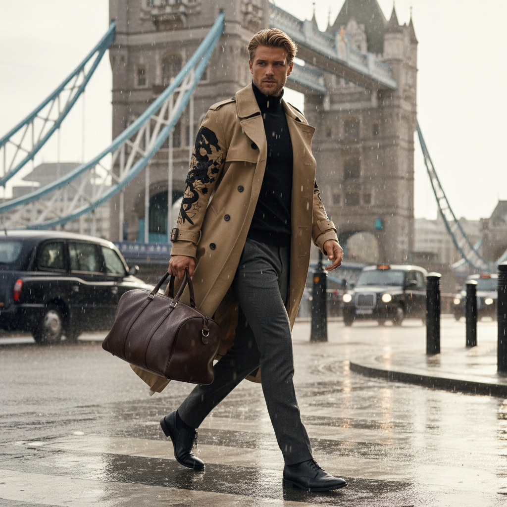 John Richmond - "SOILA" Full Length Embroidered Trench Coat