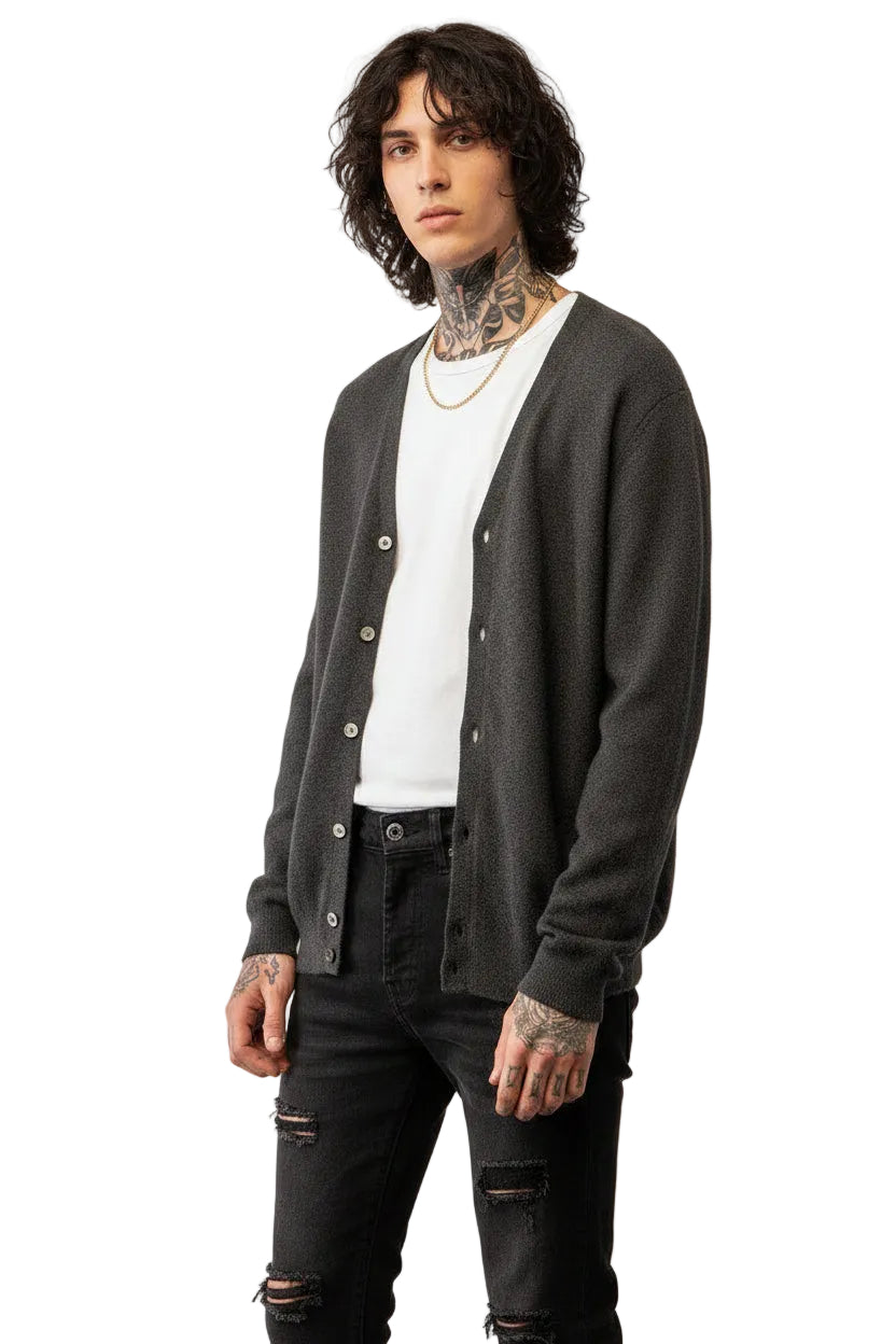 PURE CASHMERE NYC - "V Neck Cardigan" in Graphite