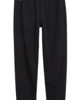 Black jogger sweatpants with an elastic waistband and ribbed ankle cuffs, shown flat against a solid white background.