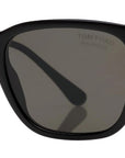 Tom Ford - "ARNAUD" Square Sunglasses in Shiny Black Frames with Polarized Smoke Lenses