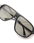 Tom Ford - "GUILLAUME" Aviator Sunglasses in Shiny Black Frames with Green Gradient Lenses