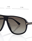 Tom Ford - "GUILLAUME" Aviator Sunglasses in Shiny Black Frames with Green Gradient Lenses
