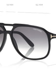 Tom Ford - "RAOUL" Aviator Sunglasses in Shiny Black Frames with Polarized Gradient Smoke Lenses