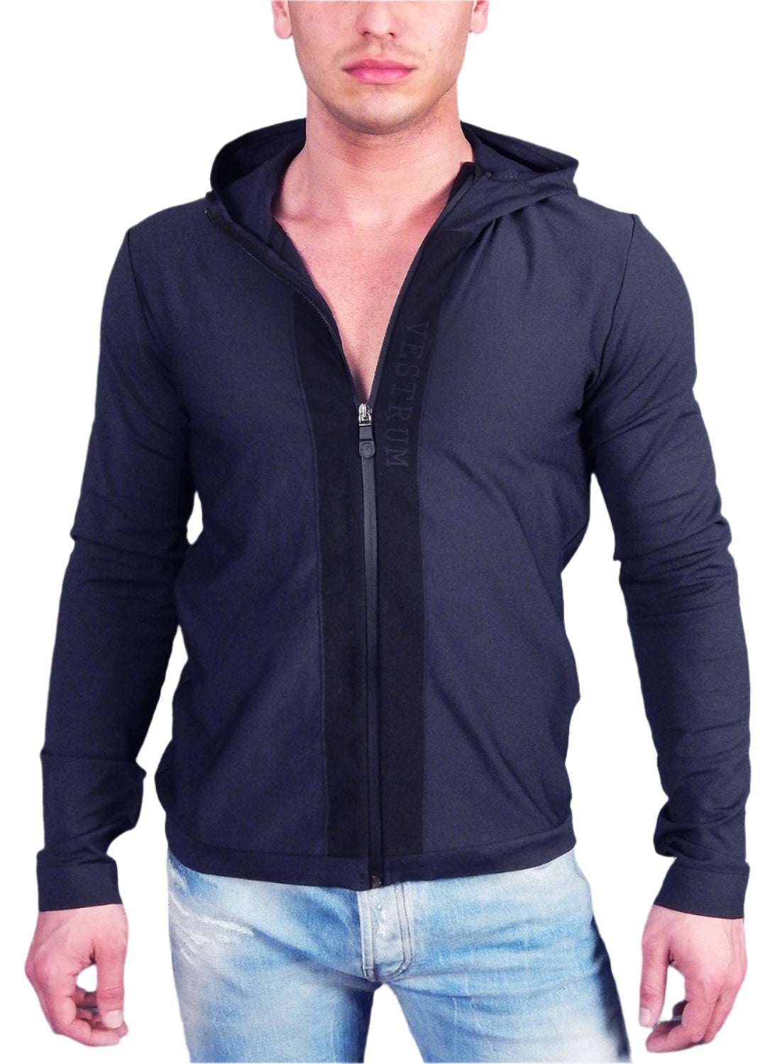 VESTRUM - &quot;POLICASTRO&quot; HI-TECH Hooded Jacket in Navy and Black