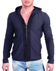 VESTRUM - "POLICASTRO" HI-TECH Hooded Jacket in Navy and Black