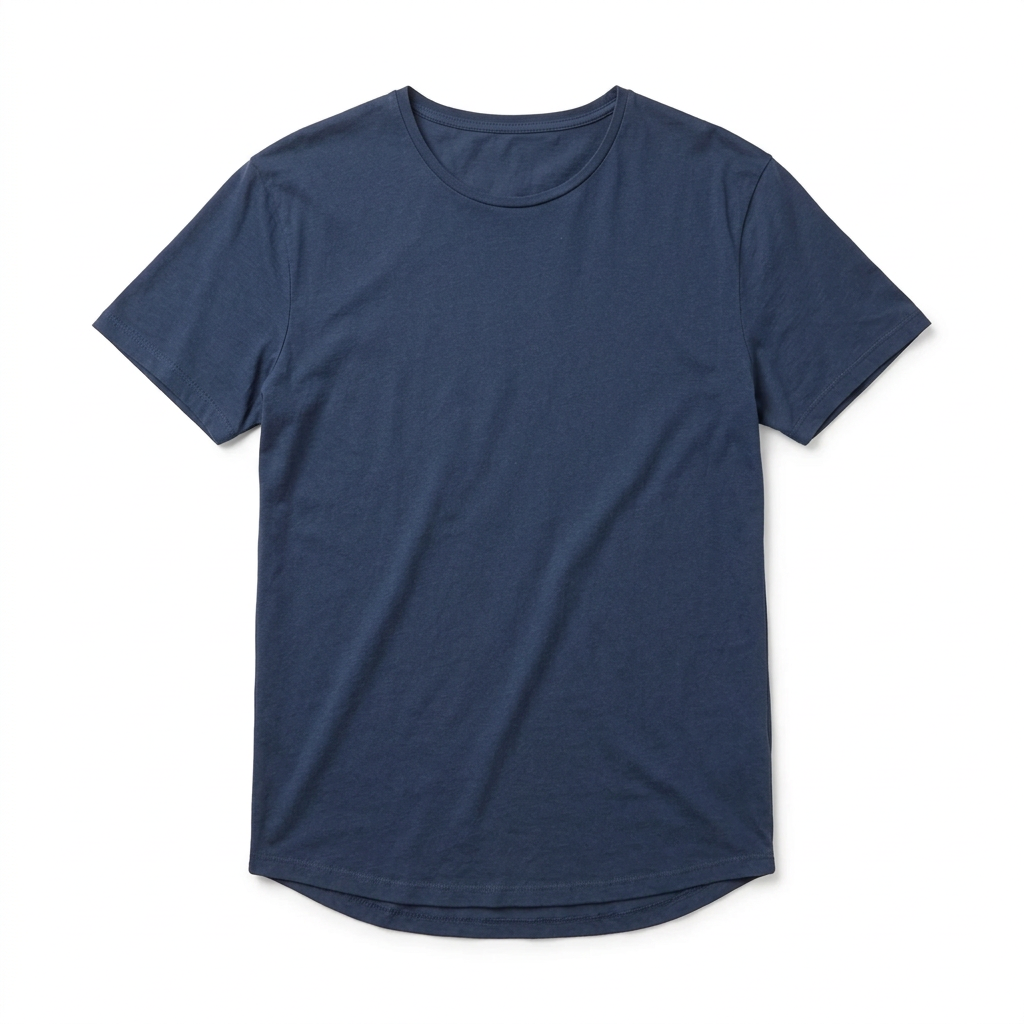 Road to Nowhere "Teresa" organic cotton T-shirt in Jay Blue, front flat-lay
