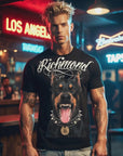 John Richmond - "ILLAPA" Doberman T-shirt in Black with Crystal Accents