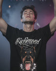 John Richmond - "ILLAPA" Doberman T-shirt in Black with Crystal Accents