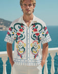 Men's John Richmond - "TATTOO" Short Sleeved Silk Shirt