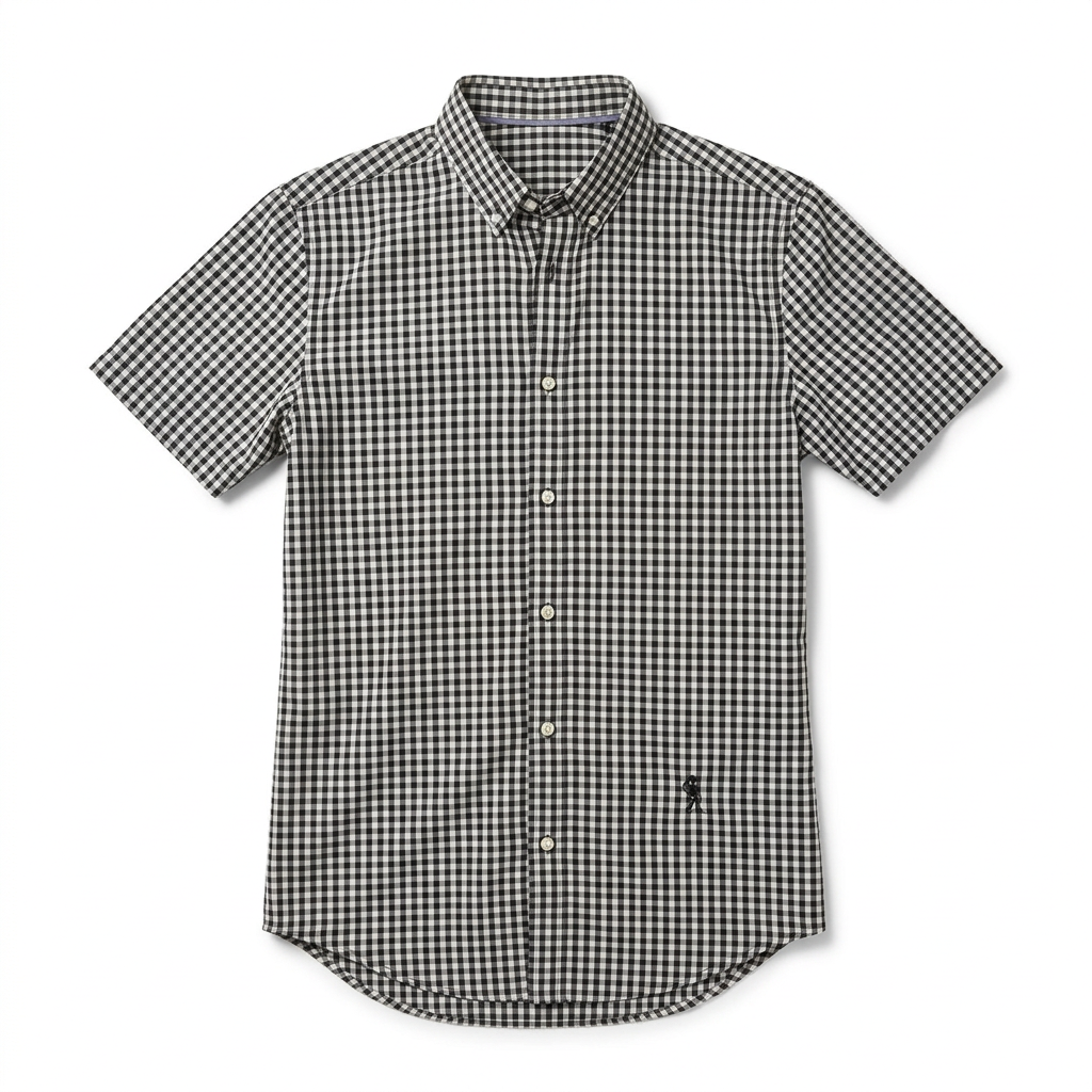 RELIGION Insight black-and-white checked shirt laid flat on white