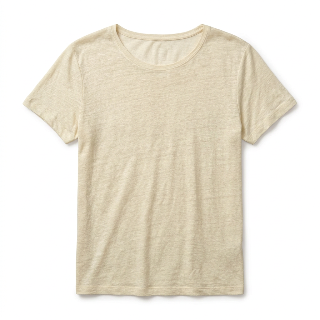 Road to Nowhere Fischer linen boatneck tee in Stone, flat-lay
