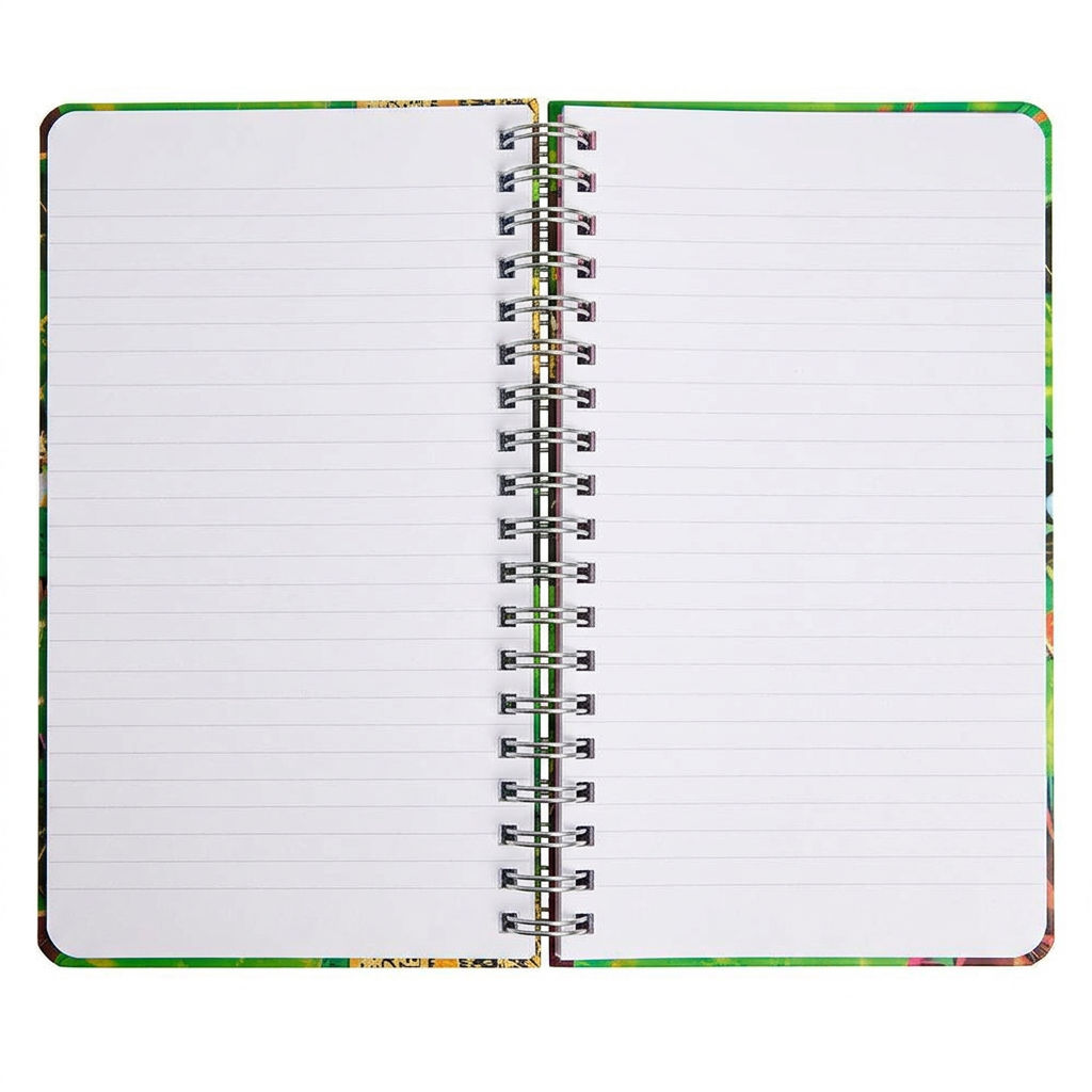 Tighter-framed open notebook